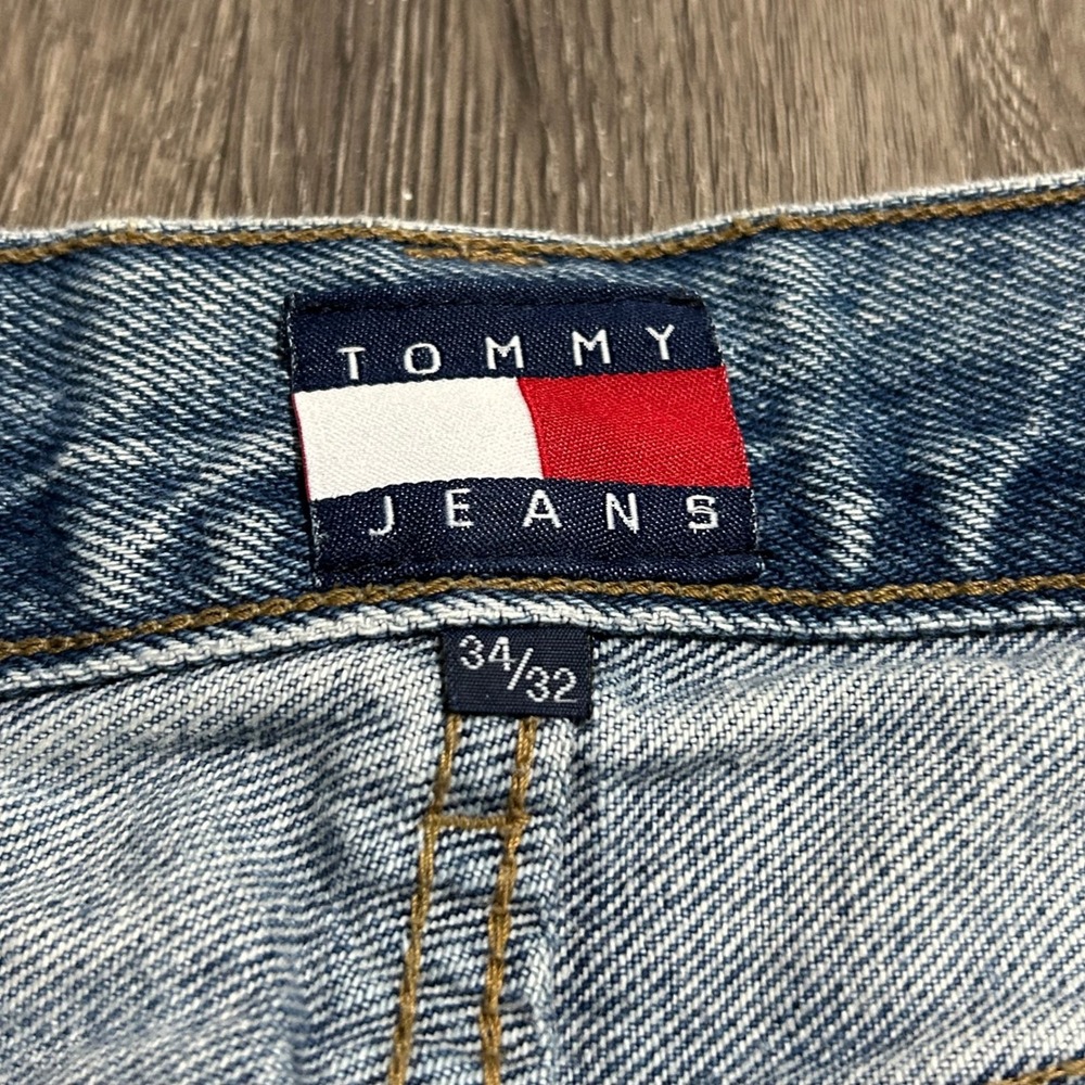 Vintage Tommy Hilfiger Jeans 34x32 Light Blue Straight Leg Denim Made in USA - Picture 4 of 9